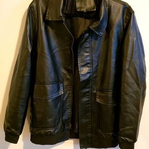 Men's Black Leather Jacket , Brand unknown.